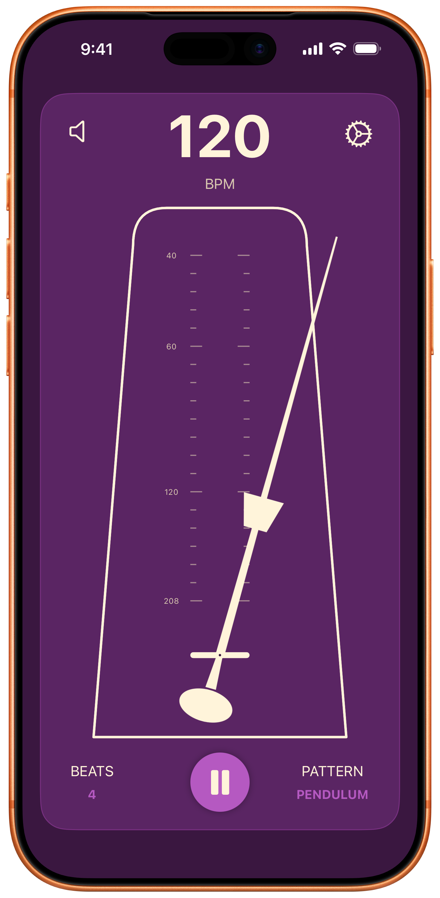 Pendulum pattern view in plum